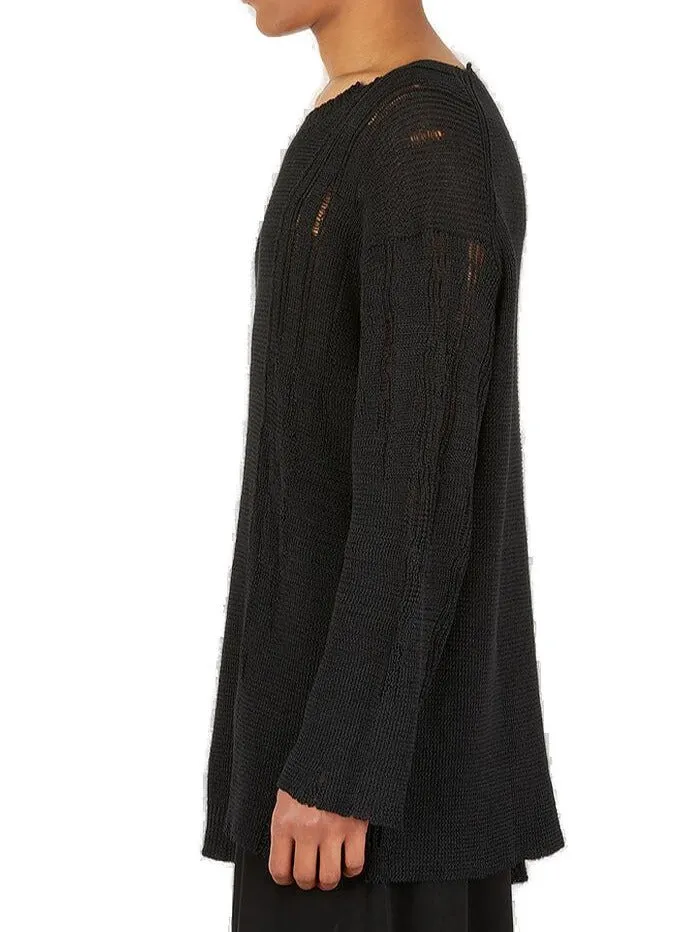 Yohji Yamamoto Distressed Long-Sleeve Knitted Sweater