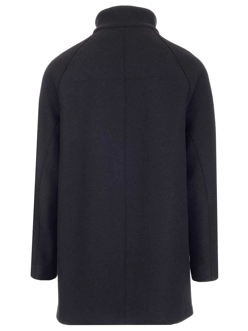 Z Zegna High-Neck Logo Patch Coat